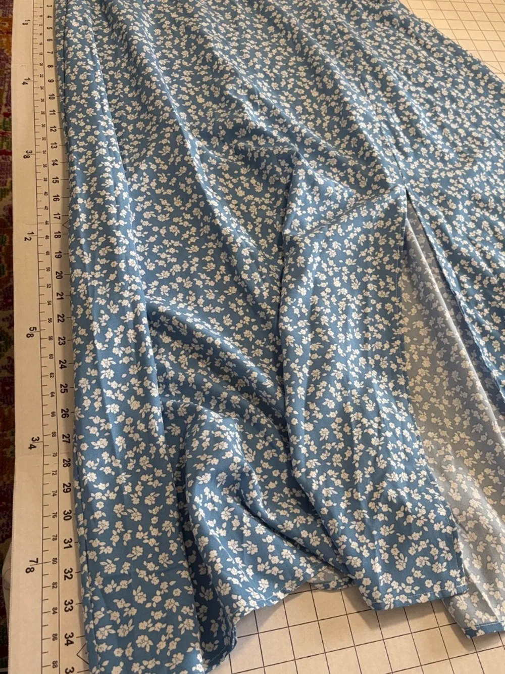 Amazon Blue Floral Maxi Dress with Puff Sleeves - Picture 4 of 4